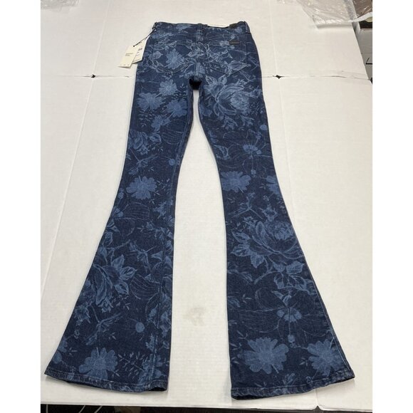 7 For All Mankind Jeans 24 Indigo Fairytale‎ Floral High Rise Skinny Bootcut - Picture 4 of 16